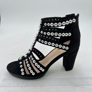 FSJ Women Chunky Mid High Heel Sandals Open Toe T-Strap Pumps Cutout Dress Party